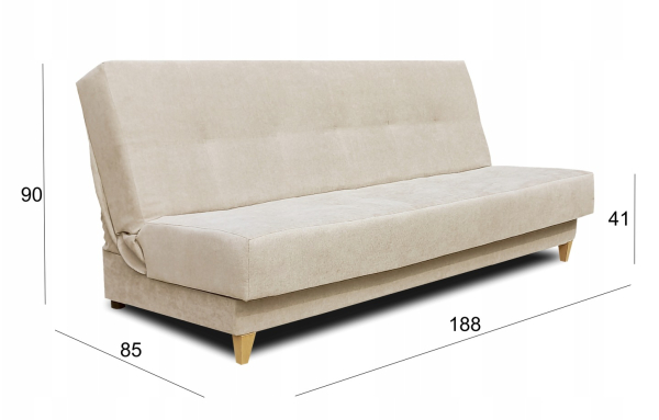 WERSALKA kanapa EDI soro 65 fioletowa kanapa ROZKŁADANA sprężyny drewniane nóżki